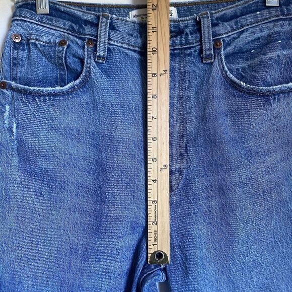 Abercrombie Fitch The 90's Baggy Jeans Women 27 Blue Ultra High Rise Distressed - Picture 10 of 14
